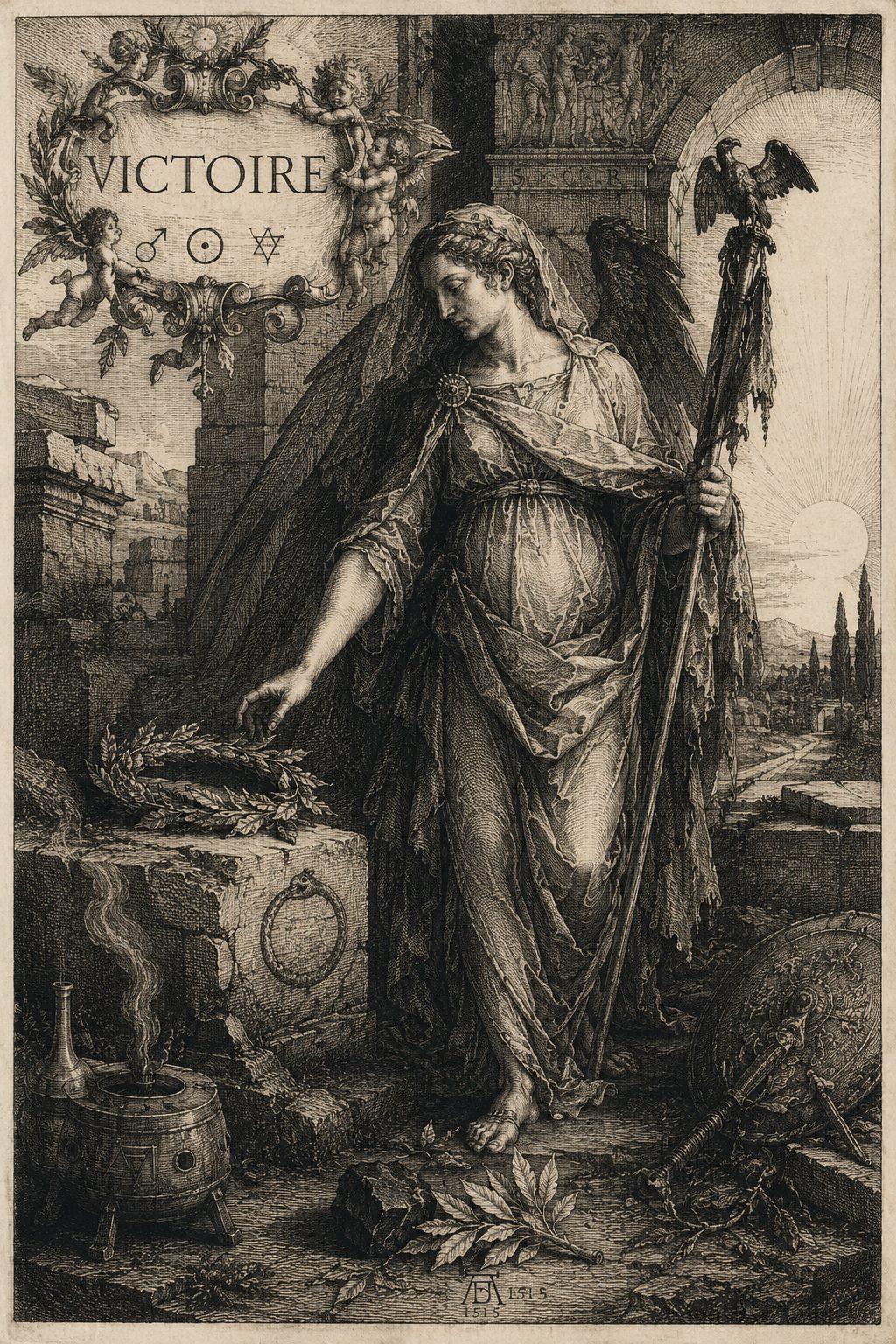Illustration gravée du prénom Victoire