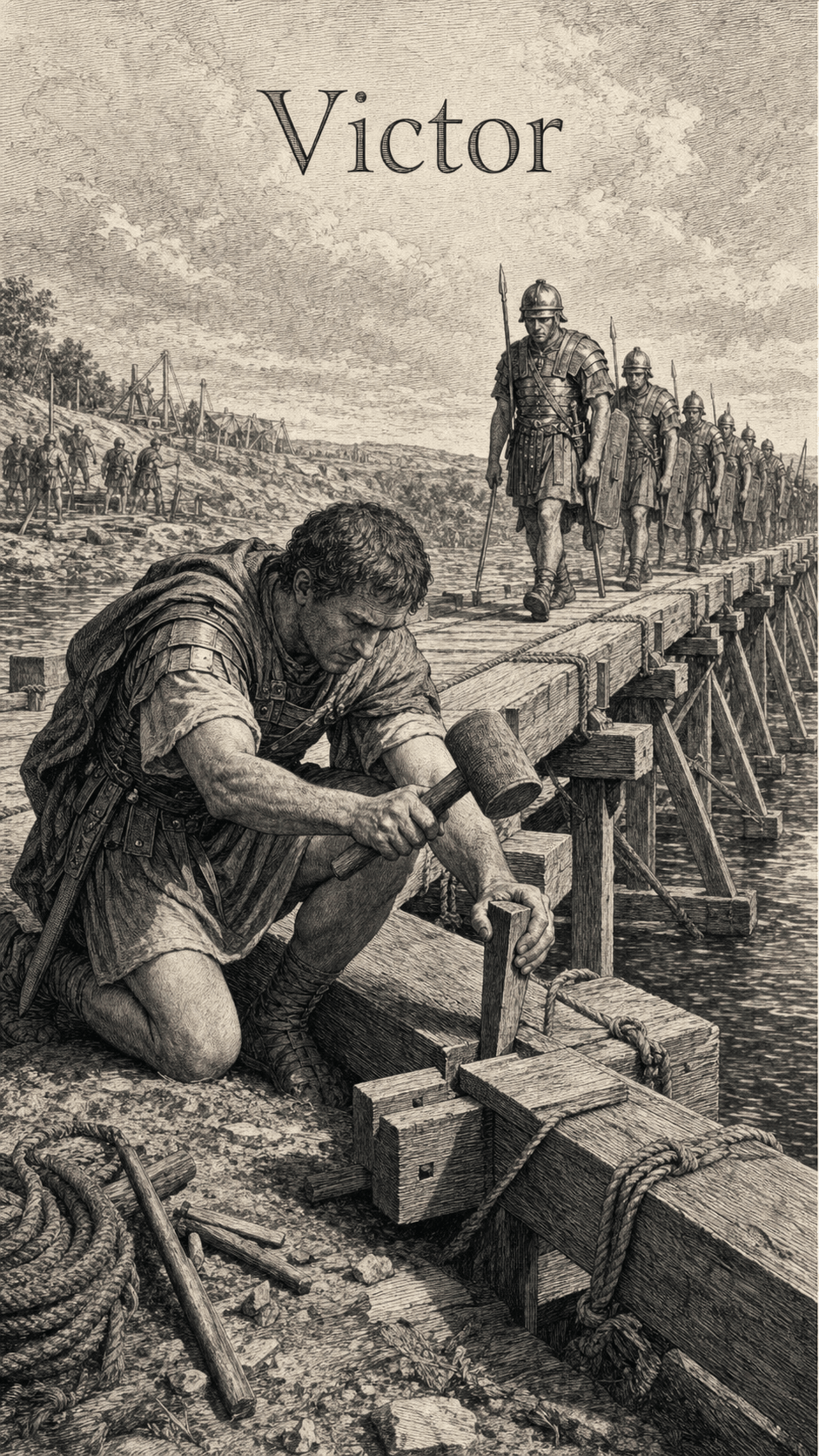 Illustration gravée du prénom Victor