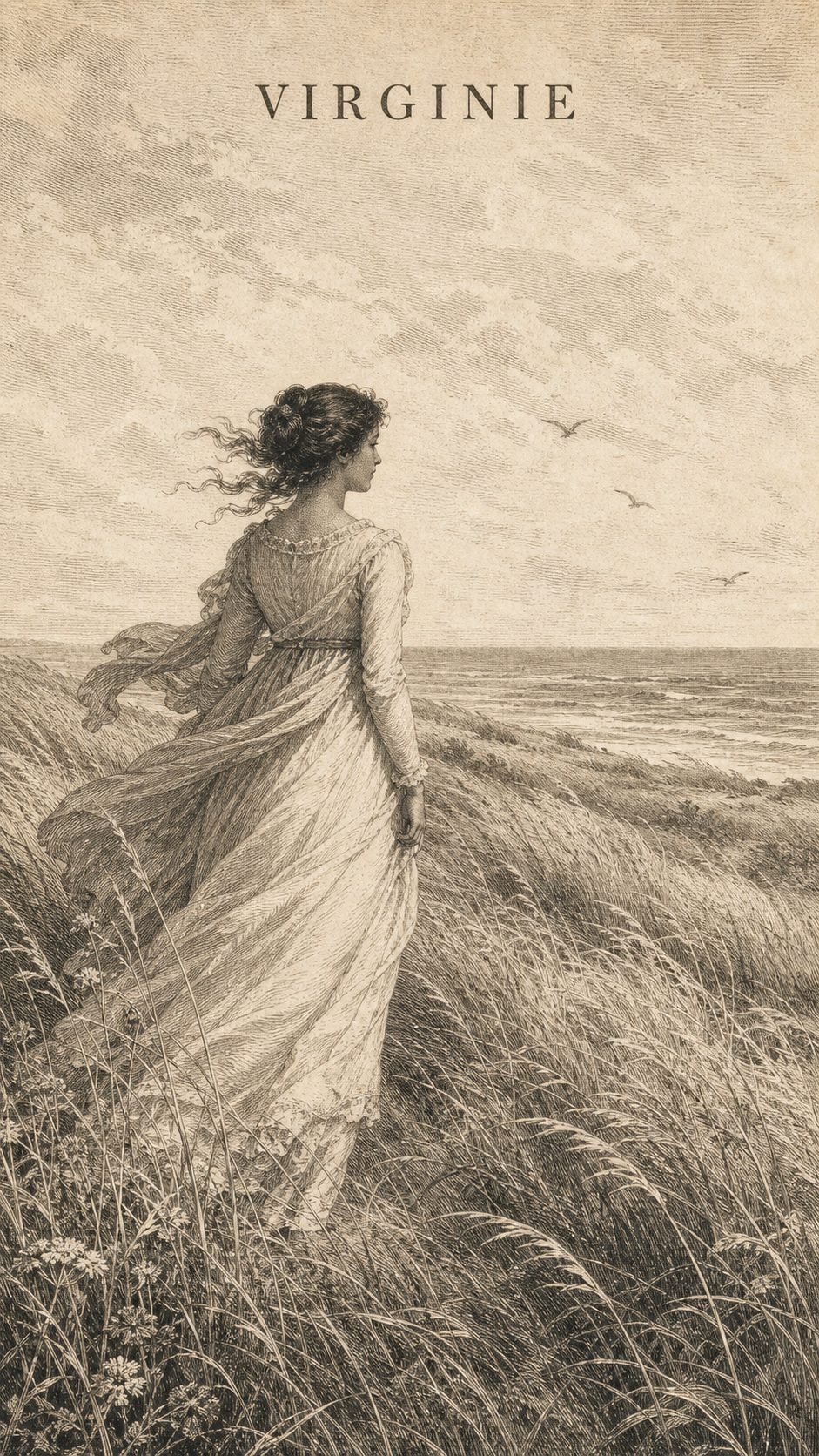 Illustration gravée du prénom Virginie