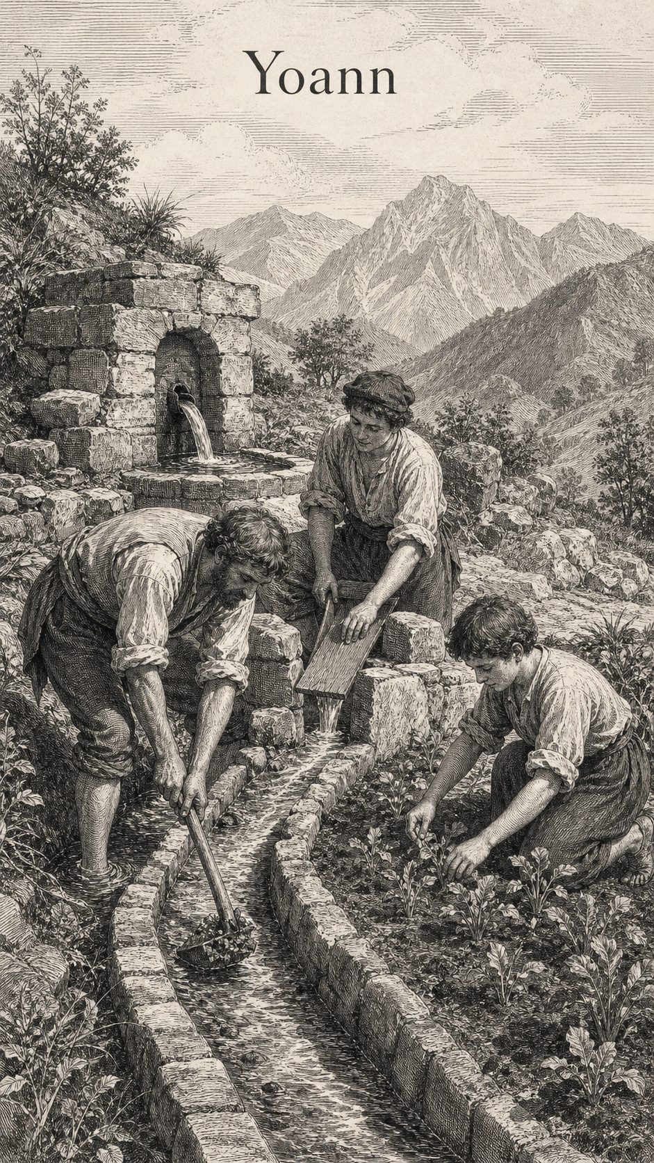 Illustration gravée du prénom Yoann