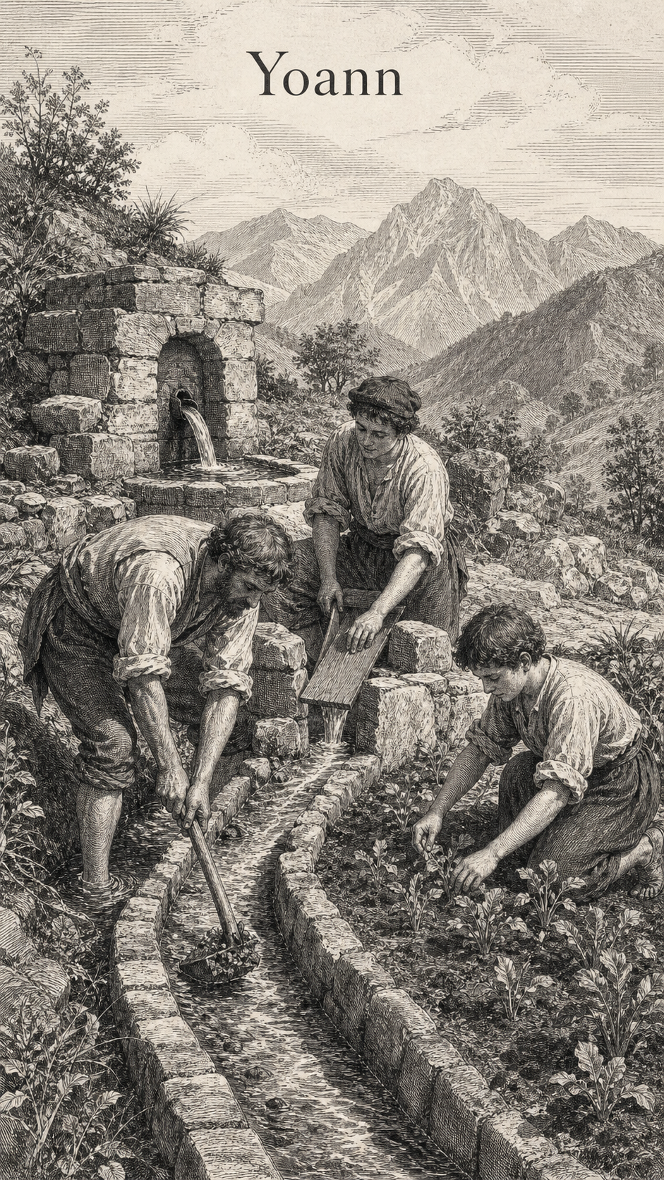 Illustration gravée du prénom Yoann